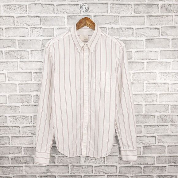 BAND OF OUTSIDERS Men's Button Down Shirt Oxford White Striped Size 3 - Picture 1 of 7